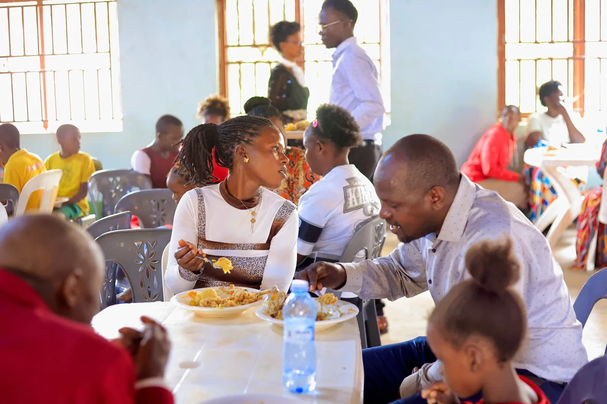 People eating together after the gathering